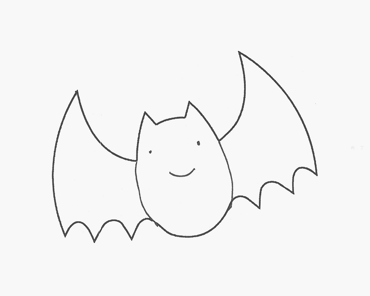 幼儿简单的动物简笔画教程 教你画蝙蝠 肉丁儿童网