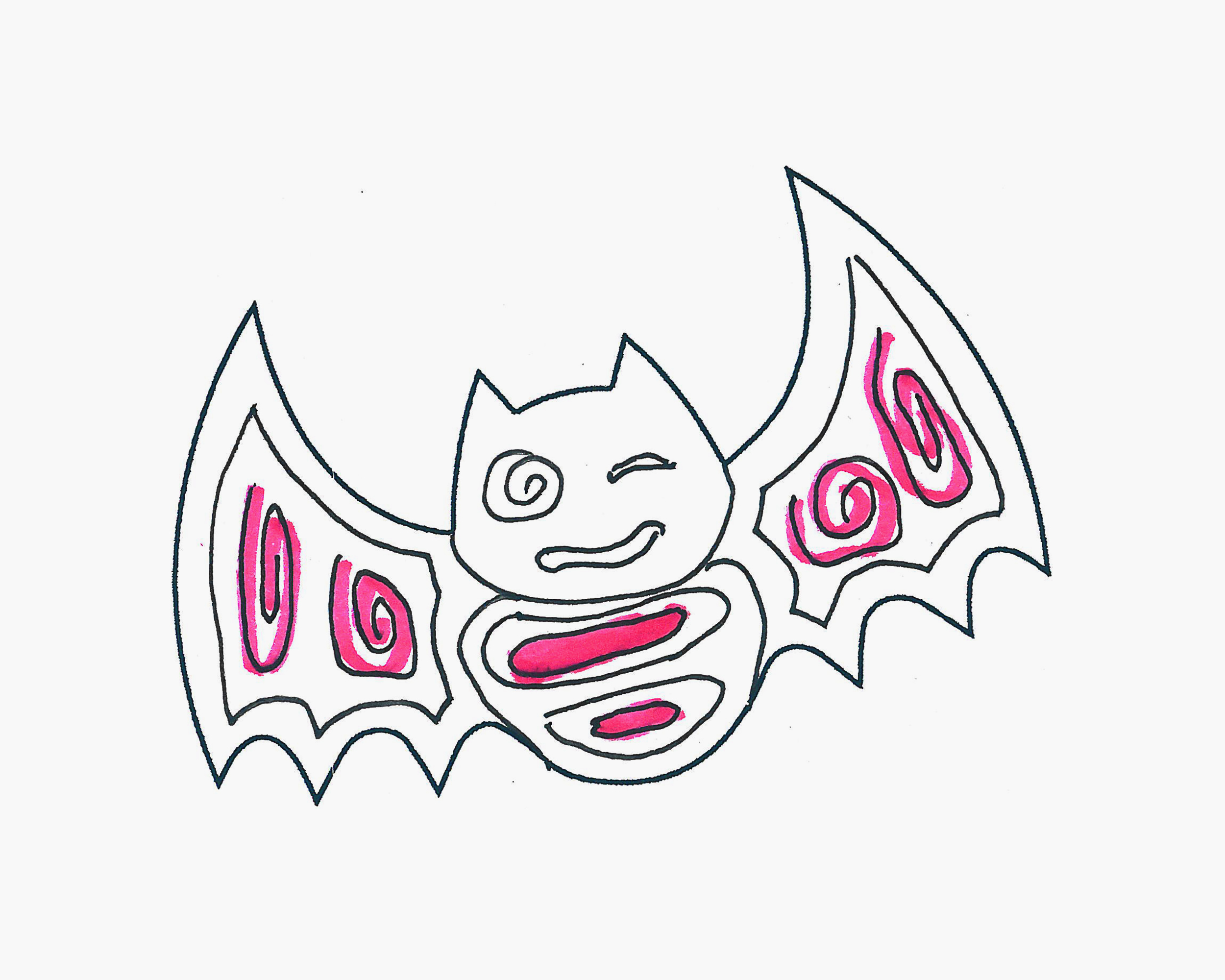 幼儿3-6岁涂鸦大全 好看简笔画蝙蝠的画法过程图