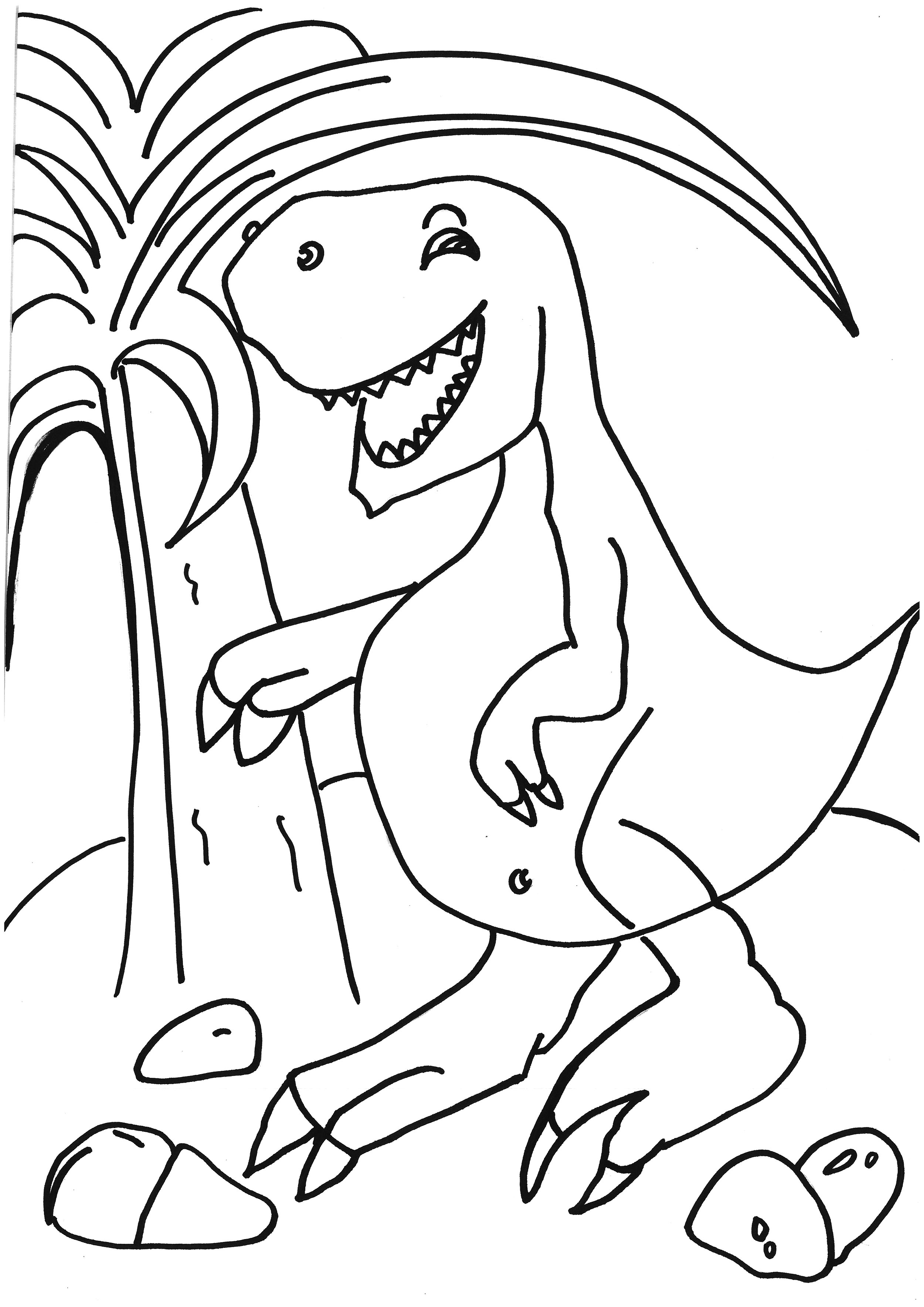托班可打印简笔画填色画教案 恐龙的故事画画作品