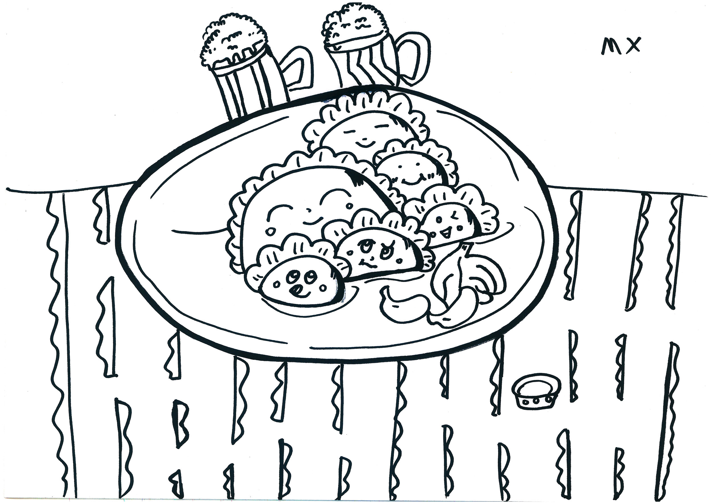 简单易画可打印课程方案 饺子的故事画画大全