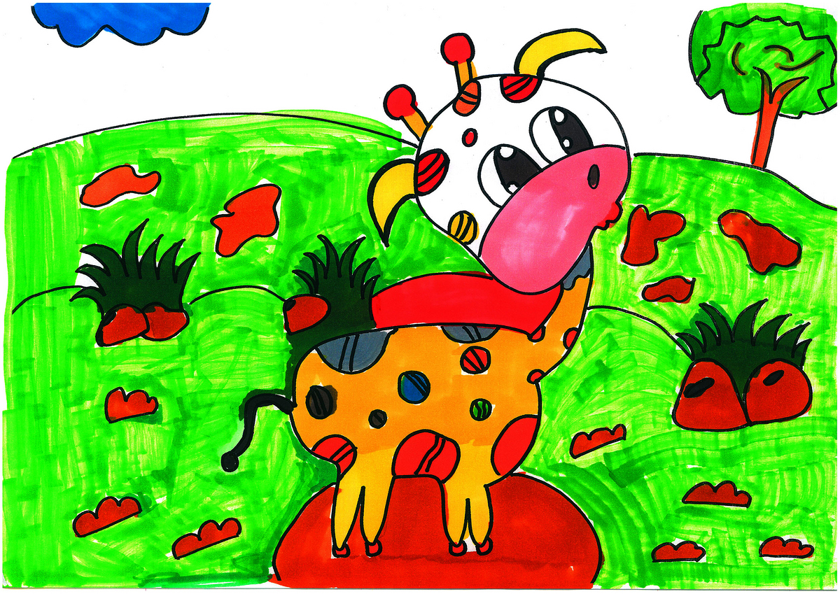 奶牛~~儿童水粉画|插画|儿童插画|果果冻儿 - 原创作品 - 站酷 (ZCOOL)