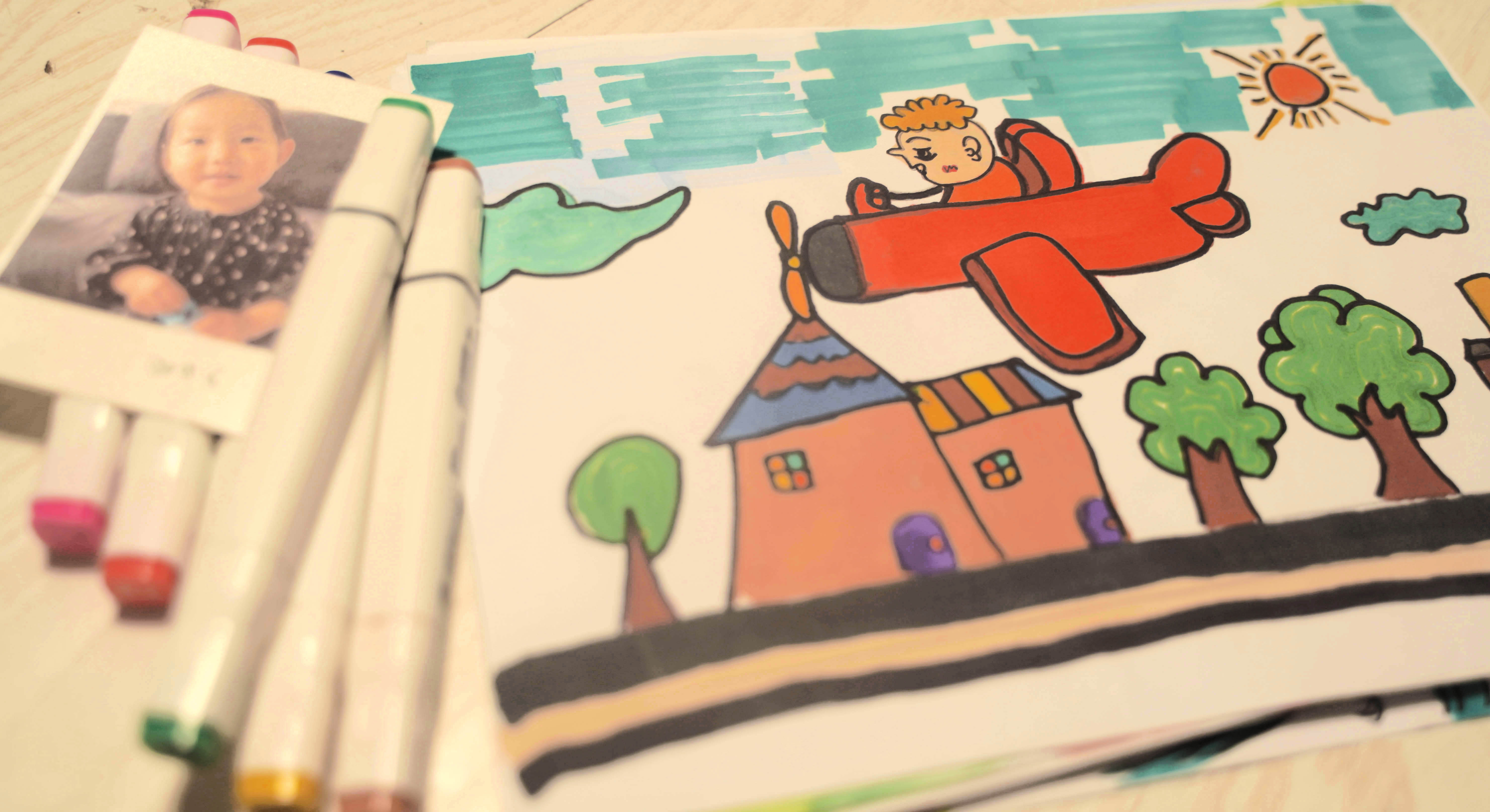 小学生可打印绘画方案 简单小飞机的故事填色