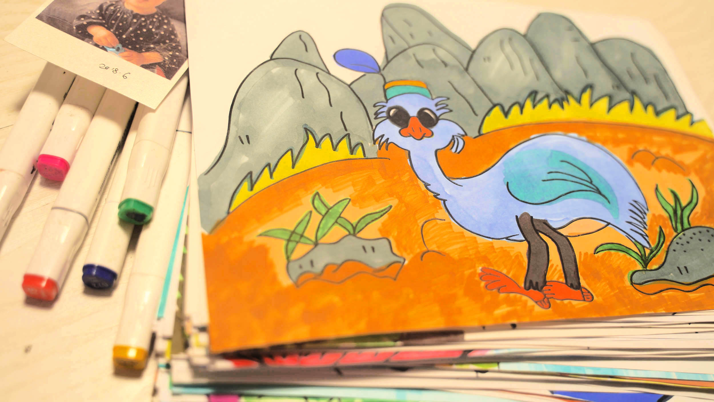 小班可打印简笔画课程课程 简单小鸵鸟的故事