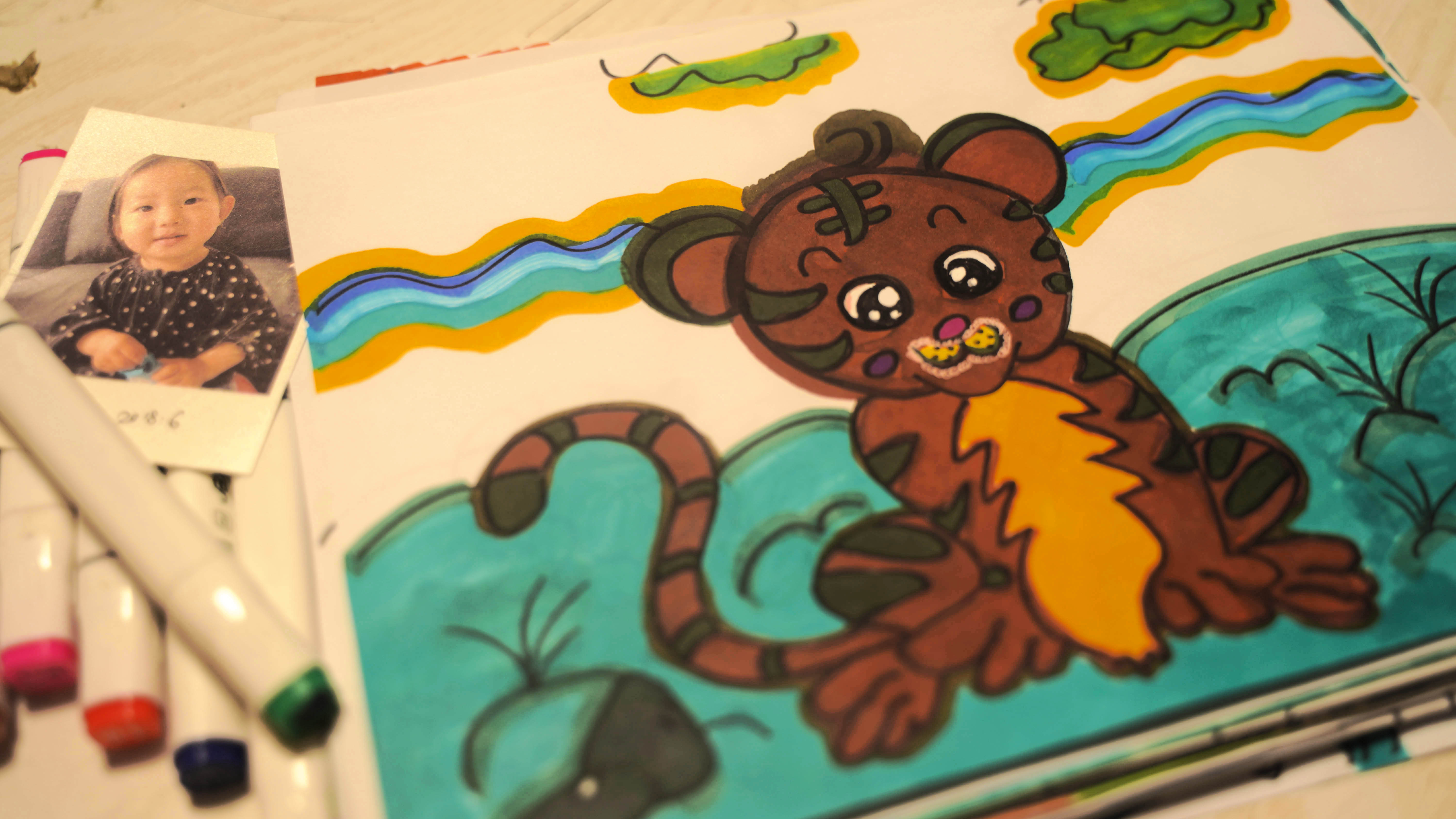 4～6岁可打印简笔画涂色画教案 可爱老虎的故事填色大全