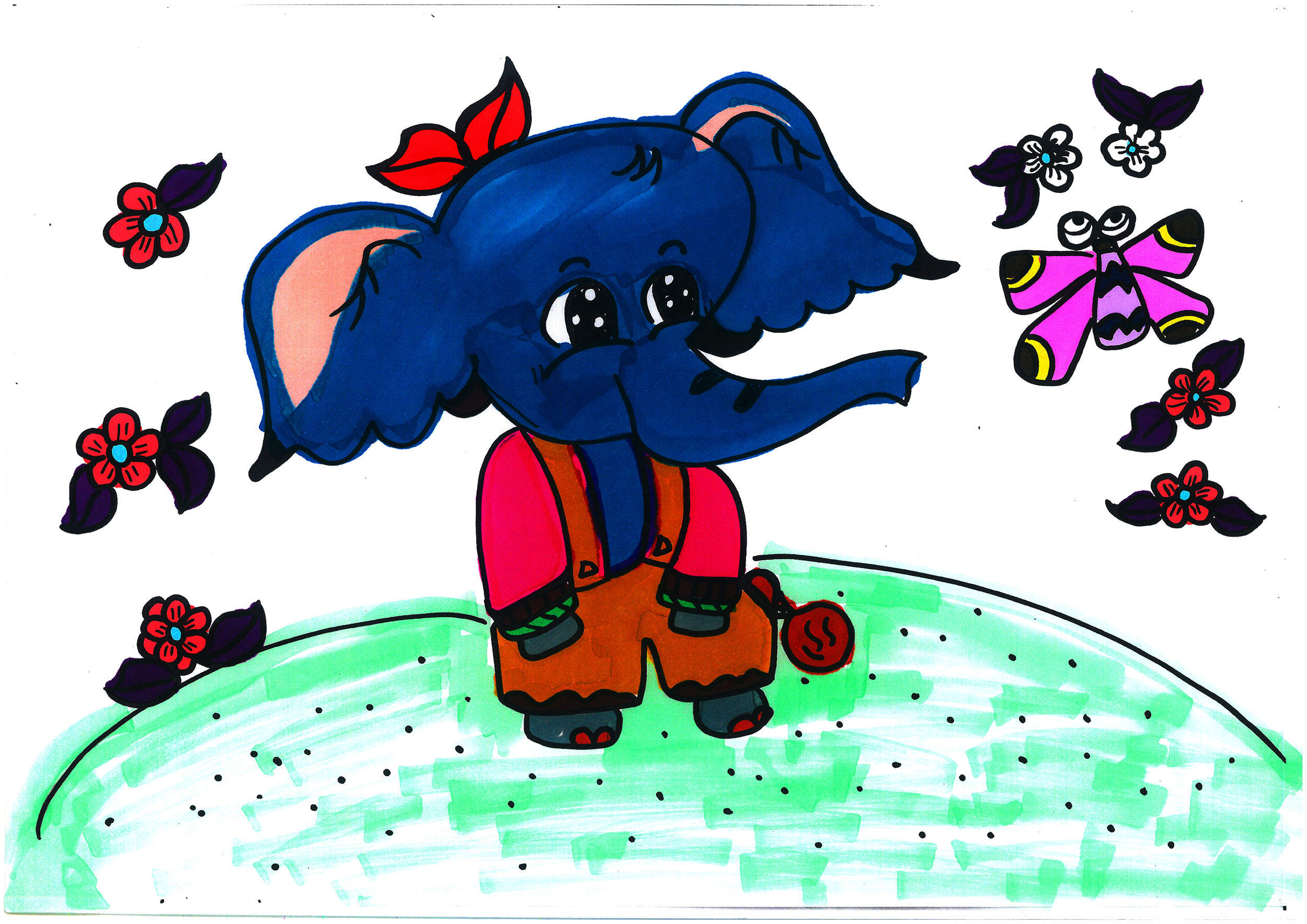 9岁可打印涂色画活动 小大象的故事上色大全