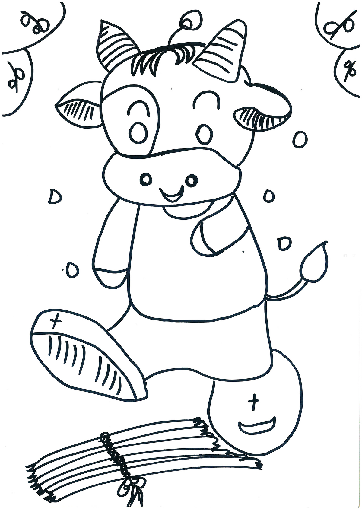 8一12岁儿童美术画 好看简笔画小牛怎么画步骤图💛巧艺网