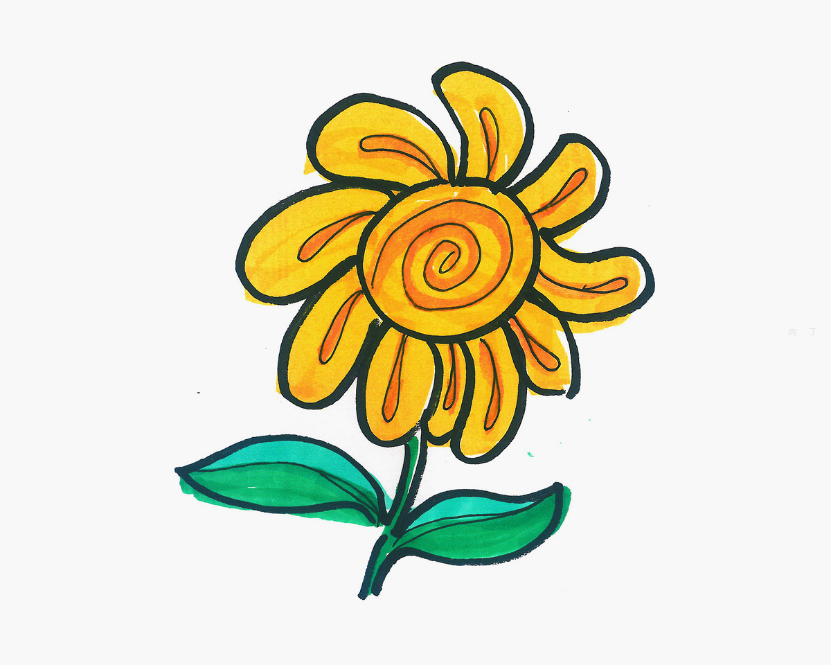 1一9岁简笔画 实用简笔画向日葵的画法 肉丁儿童网