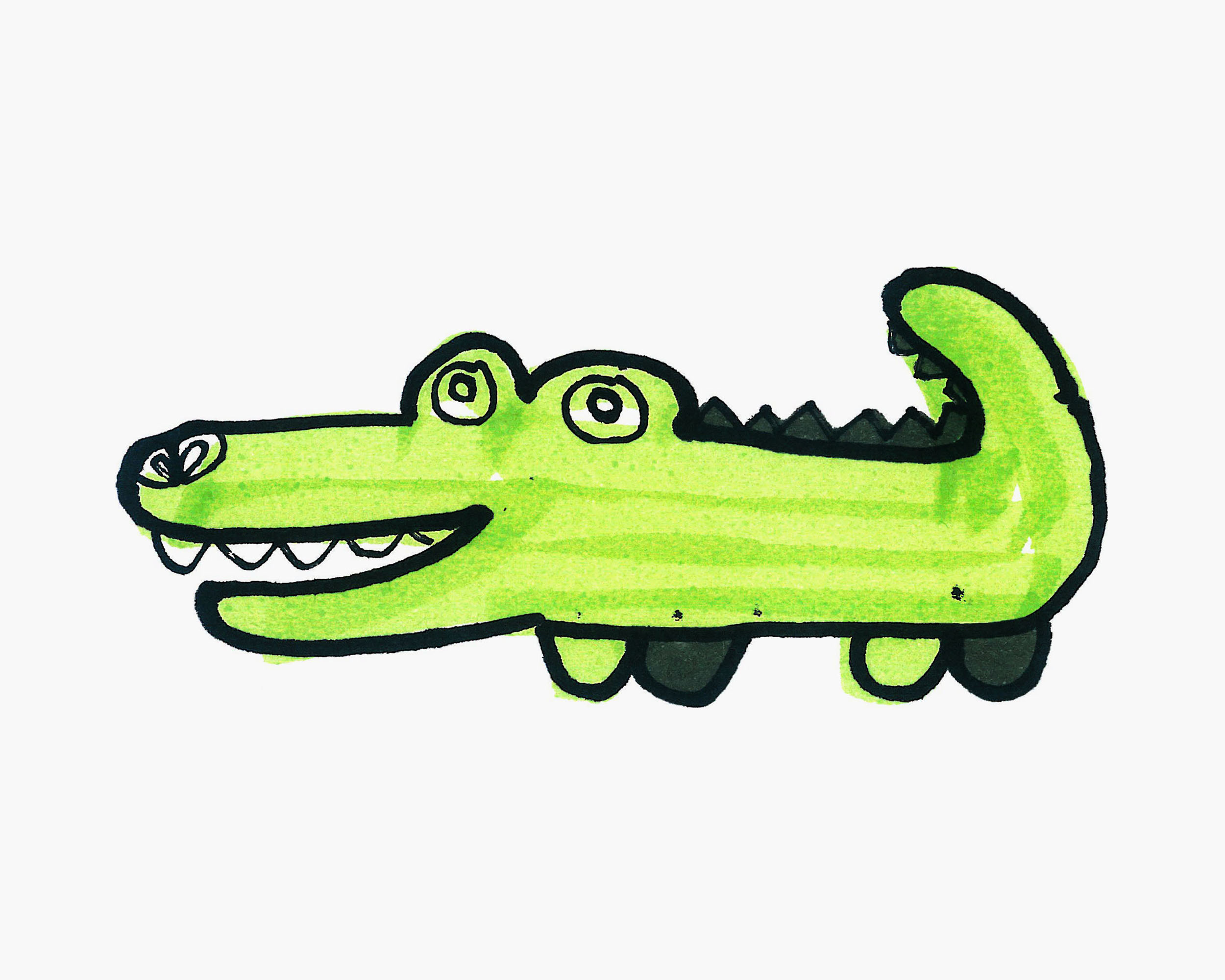 彩色儿童画大全 趣味简笔画鳄鱼怎么画步骤图