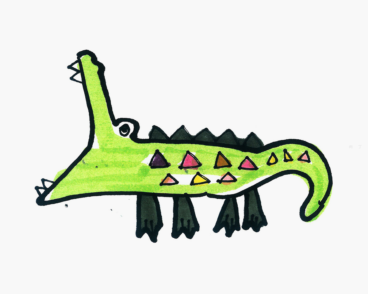 教你如何画鳄鱼 鳄鱼的画法儿童简笔画图解 肉丁儿童网