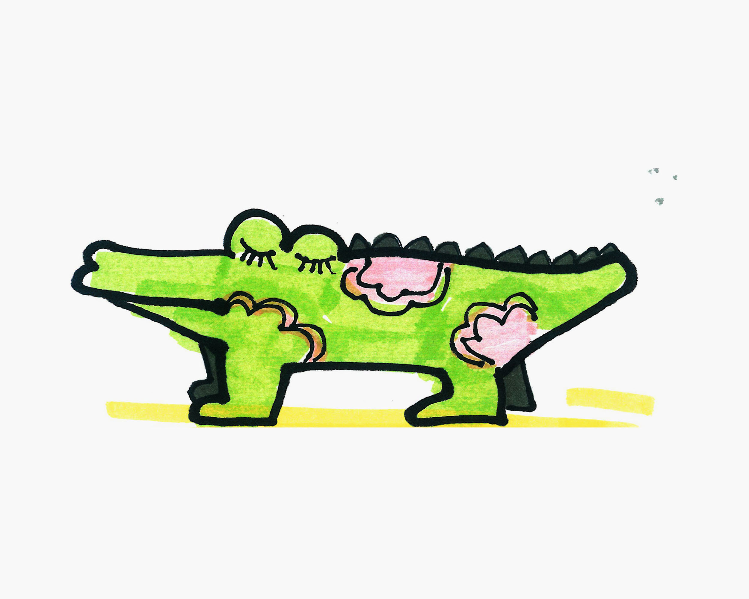 彩色的卡通鳄鱼简笔画画法图片步骤