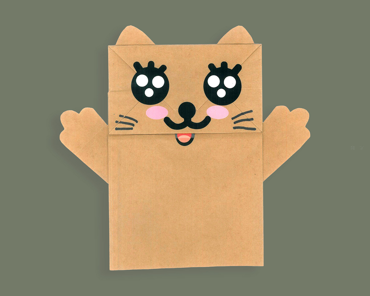六年级用纸袋做猫咪小手工玩具 最简单手偶小玩偶制作方法图片及步骤💛巧艺网