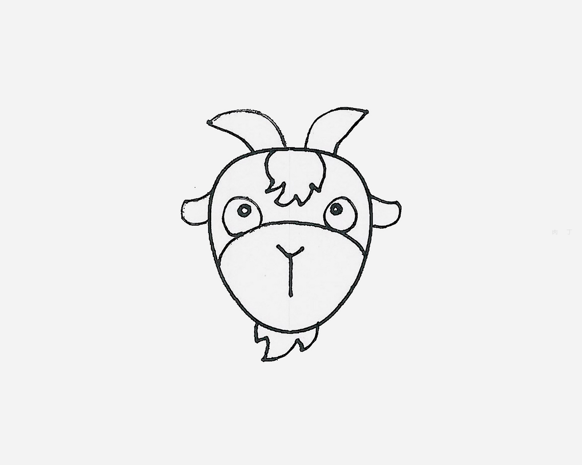 如何画动物简笔画 可爱的白山羊简笔画步骤图 肉丁儿童网