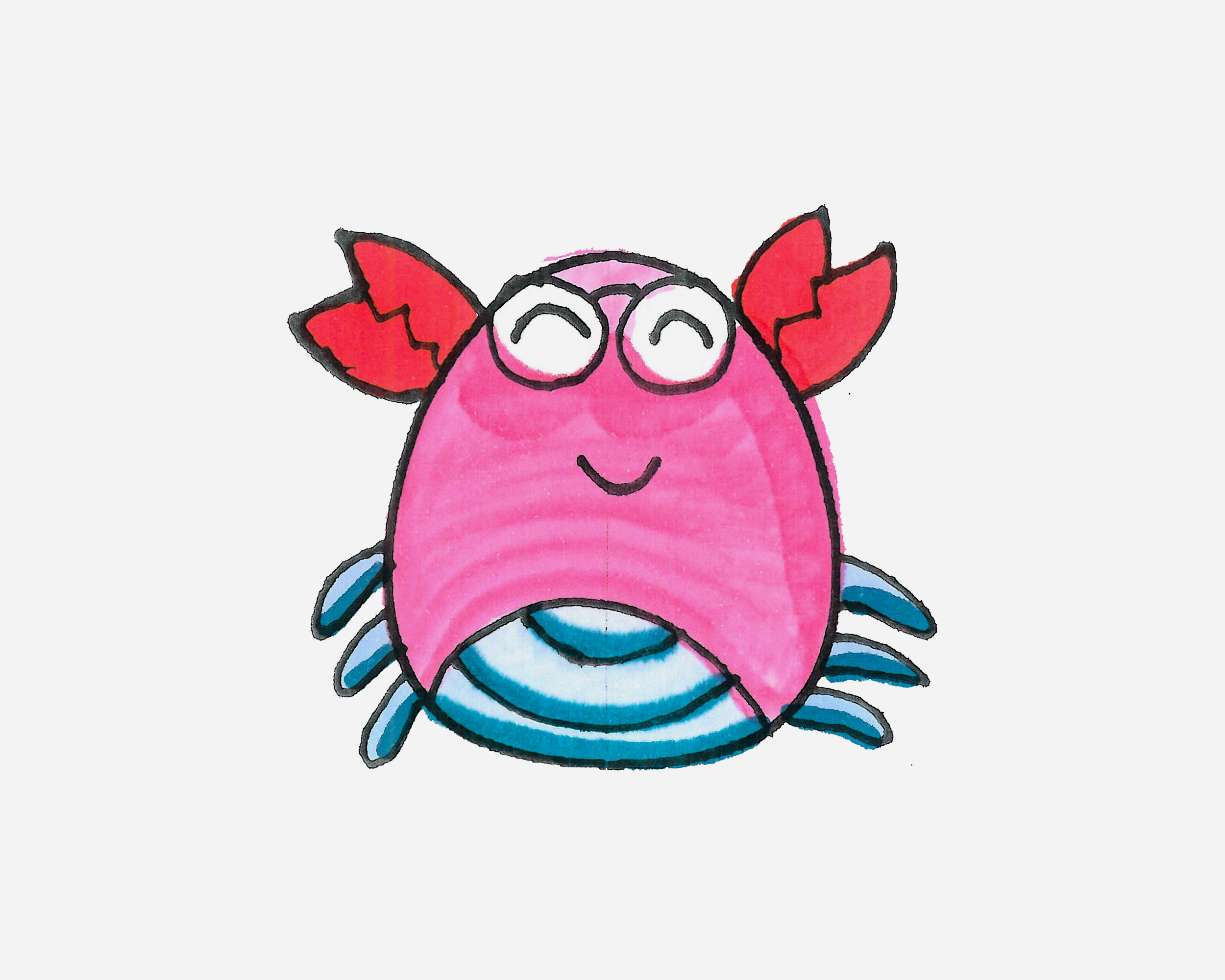 简单儿童画 创意简笔画螃蟹的画法详细步骤