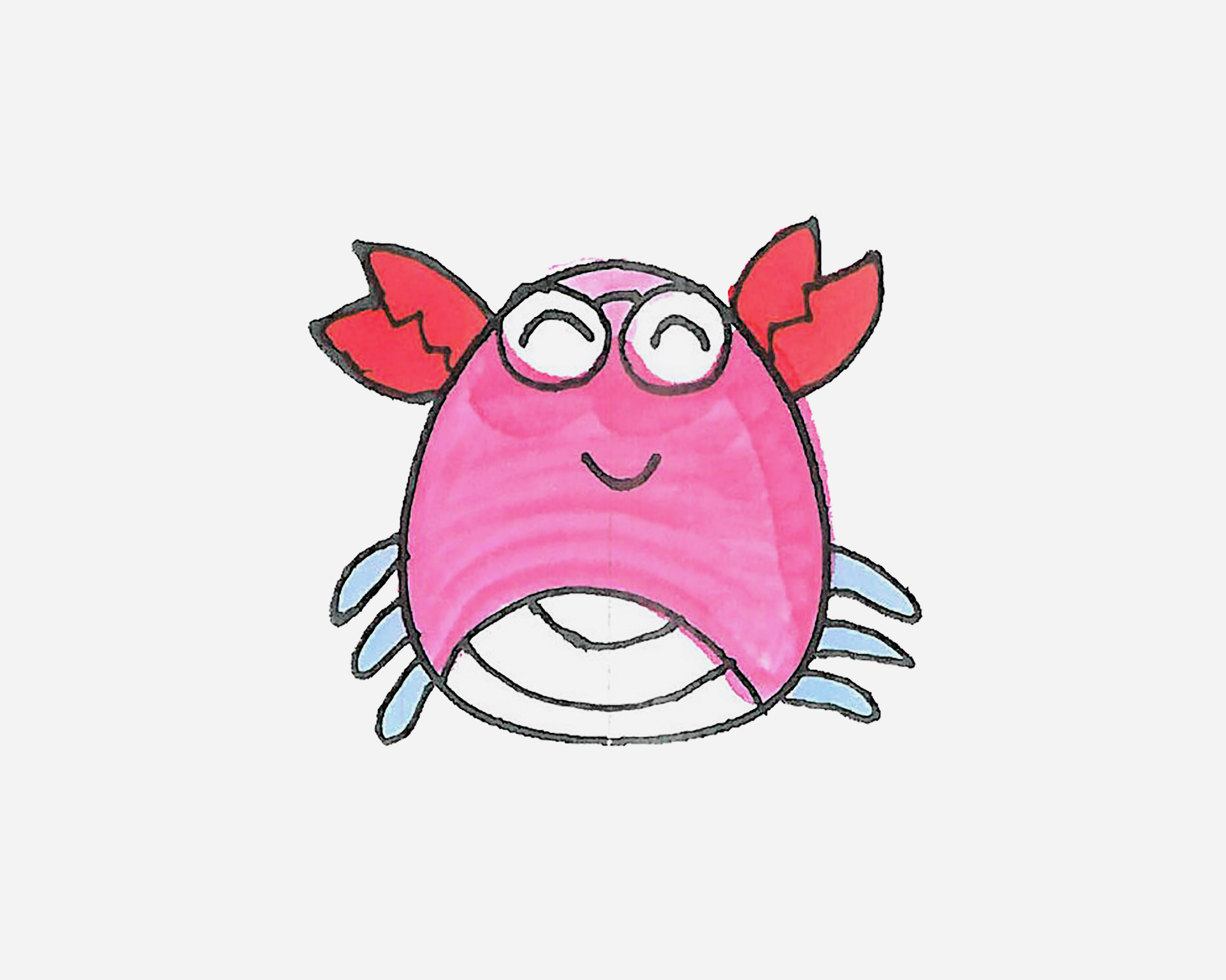 简单儿童画 创意简笔画螃蟹的画法详细步骤