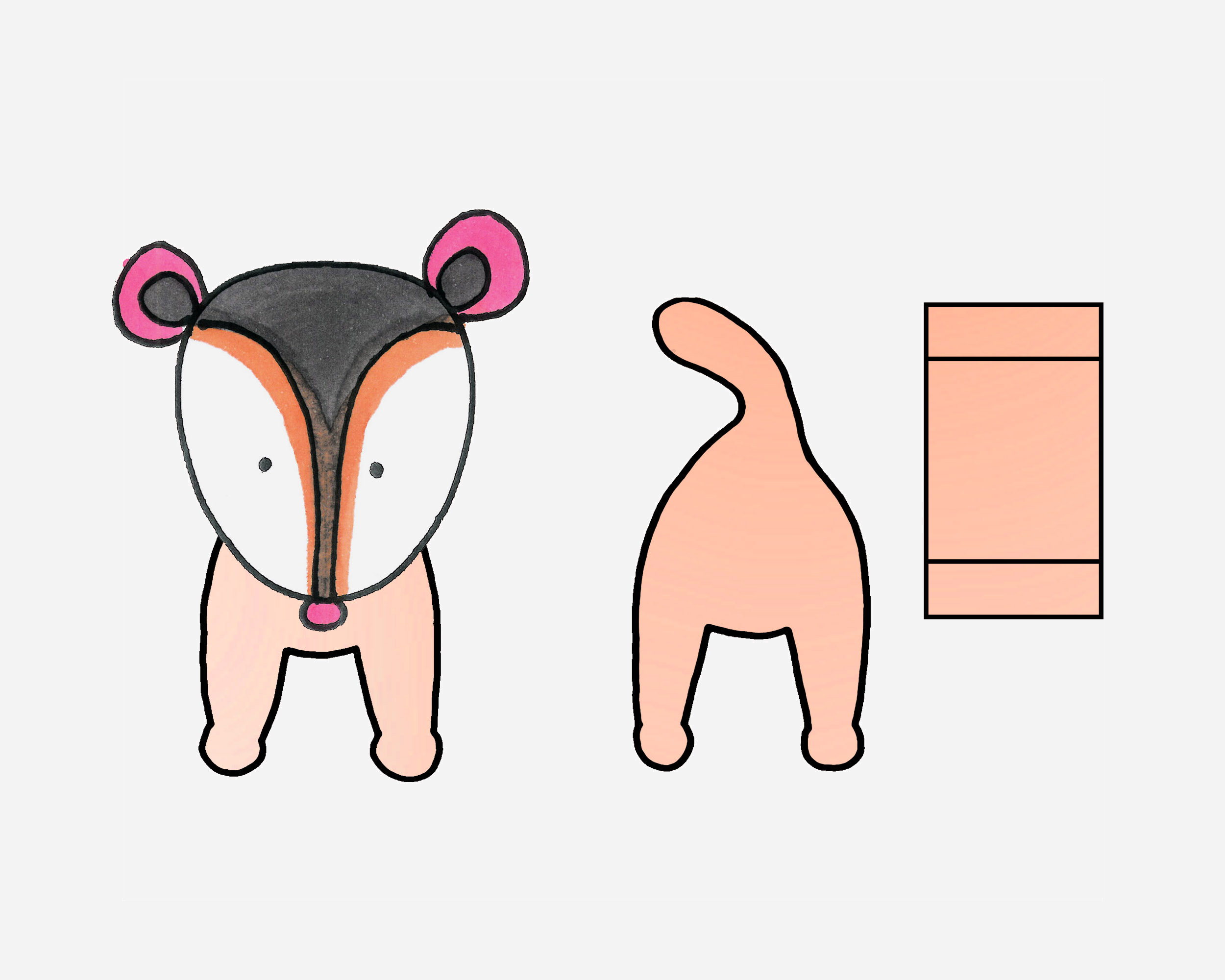 做一个可以拉伸的简单又漂亮小动物折纸贺卡果子狸折叠手工制作