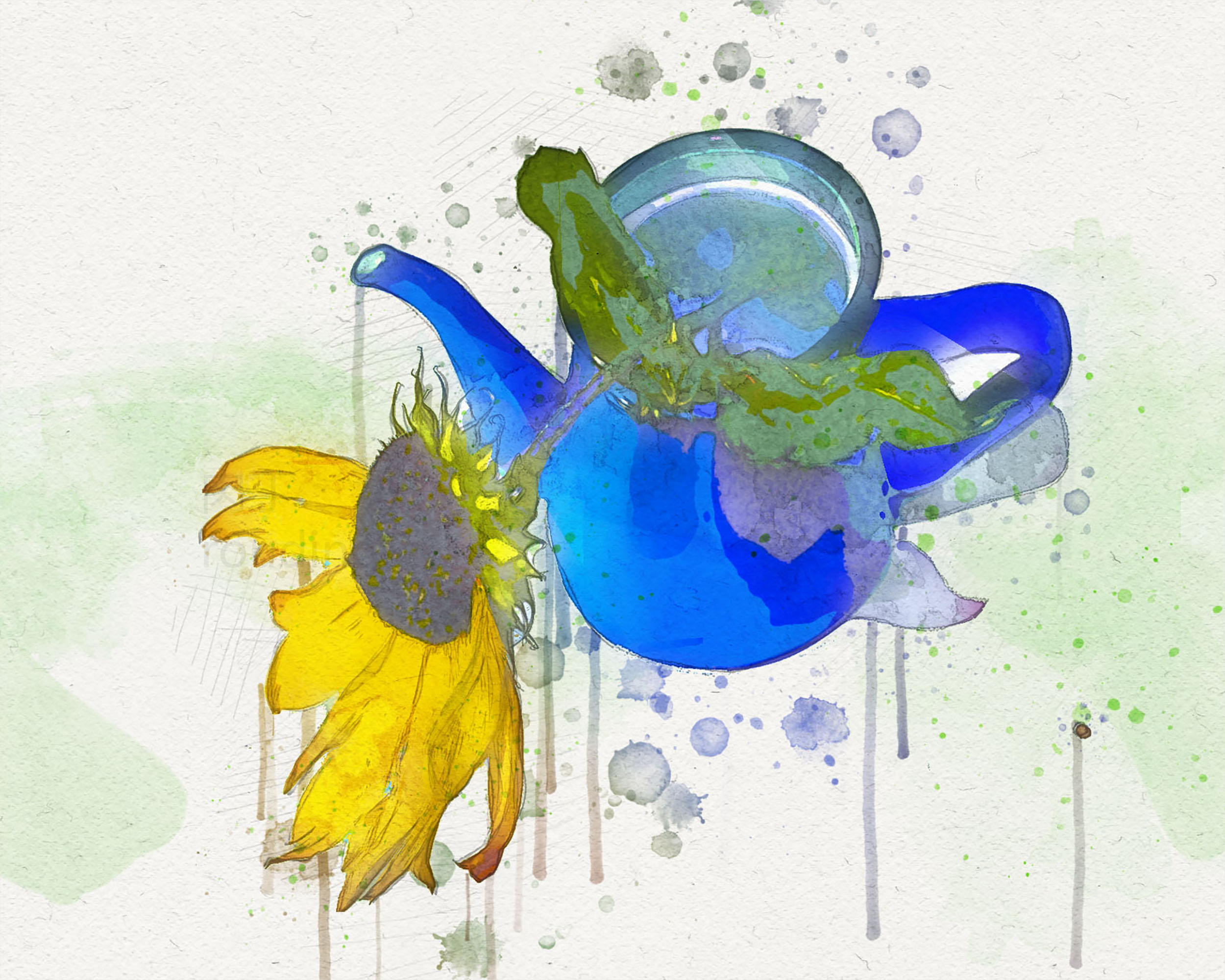 简单画向日葵美术水彩基础入门作品