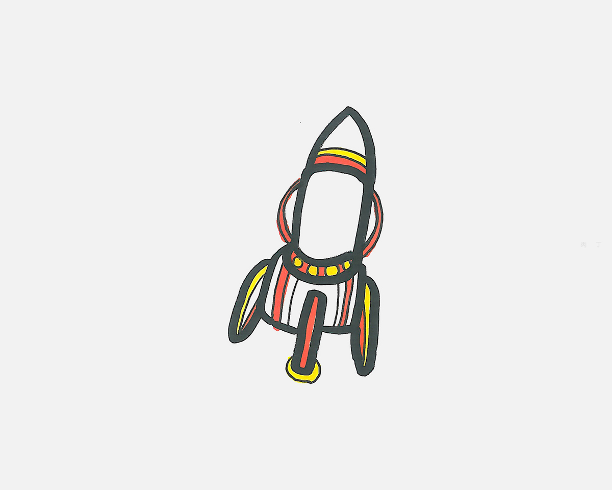 8一10岁孩子简单的儿童画图解教程 好看彩色简笔画火箭怎么画💛巧艺网