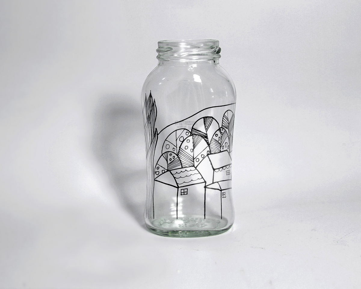 简单可爱的瓶子画手绘玻璃瓶图片💛巧艺网