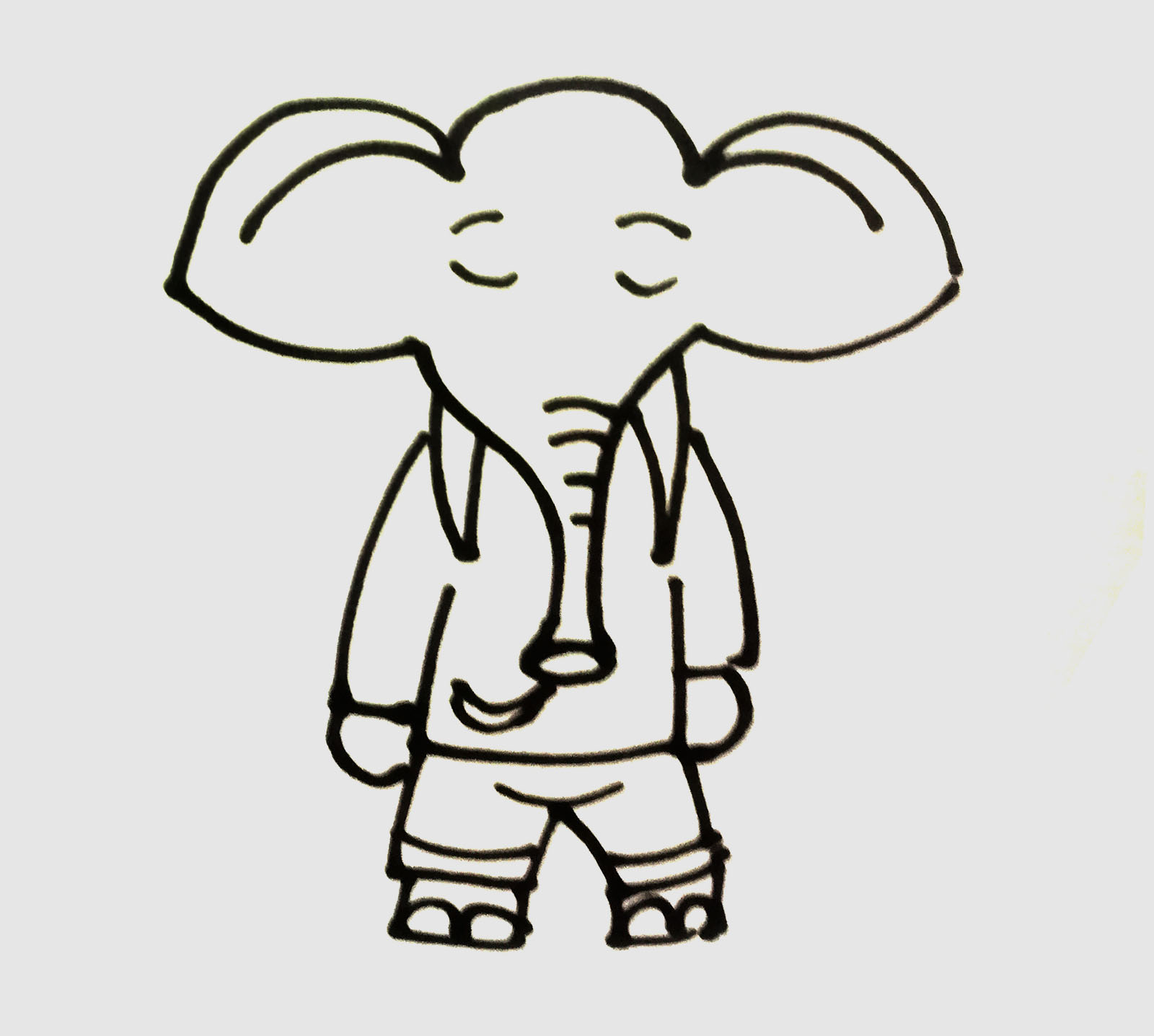 儿童画拟人大象的画法步骤图