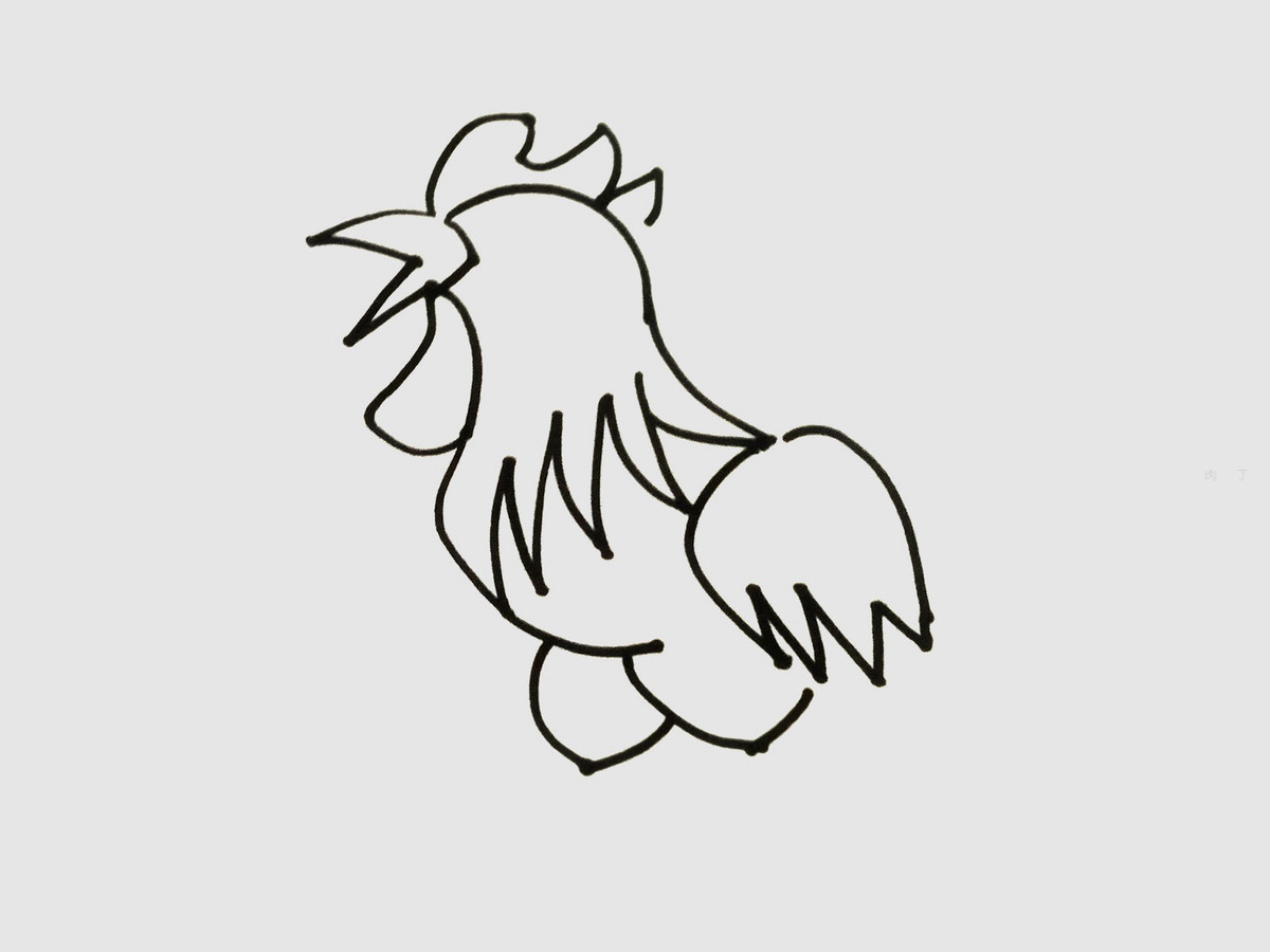 鸡的简笔画 大公鸡，真美丽，红红的鸡冠花花衣——大公鸡的画法_动漫网