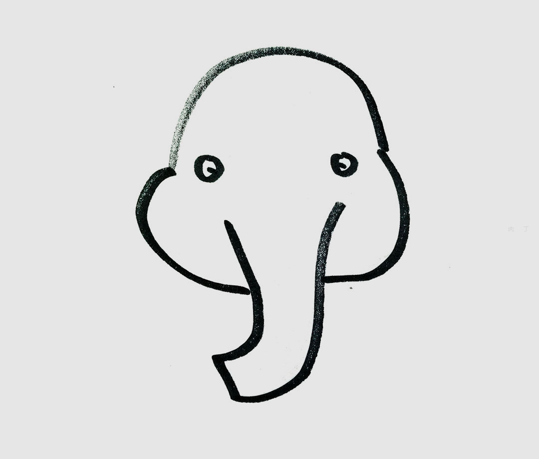 儿童简单又漂亮动物涂色简笔画图片 大象画法步骤图解 肉丁儿童网