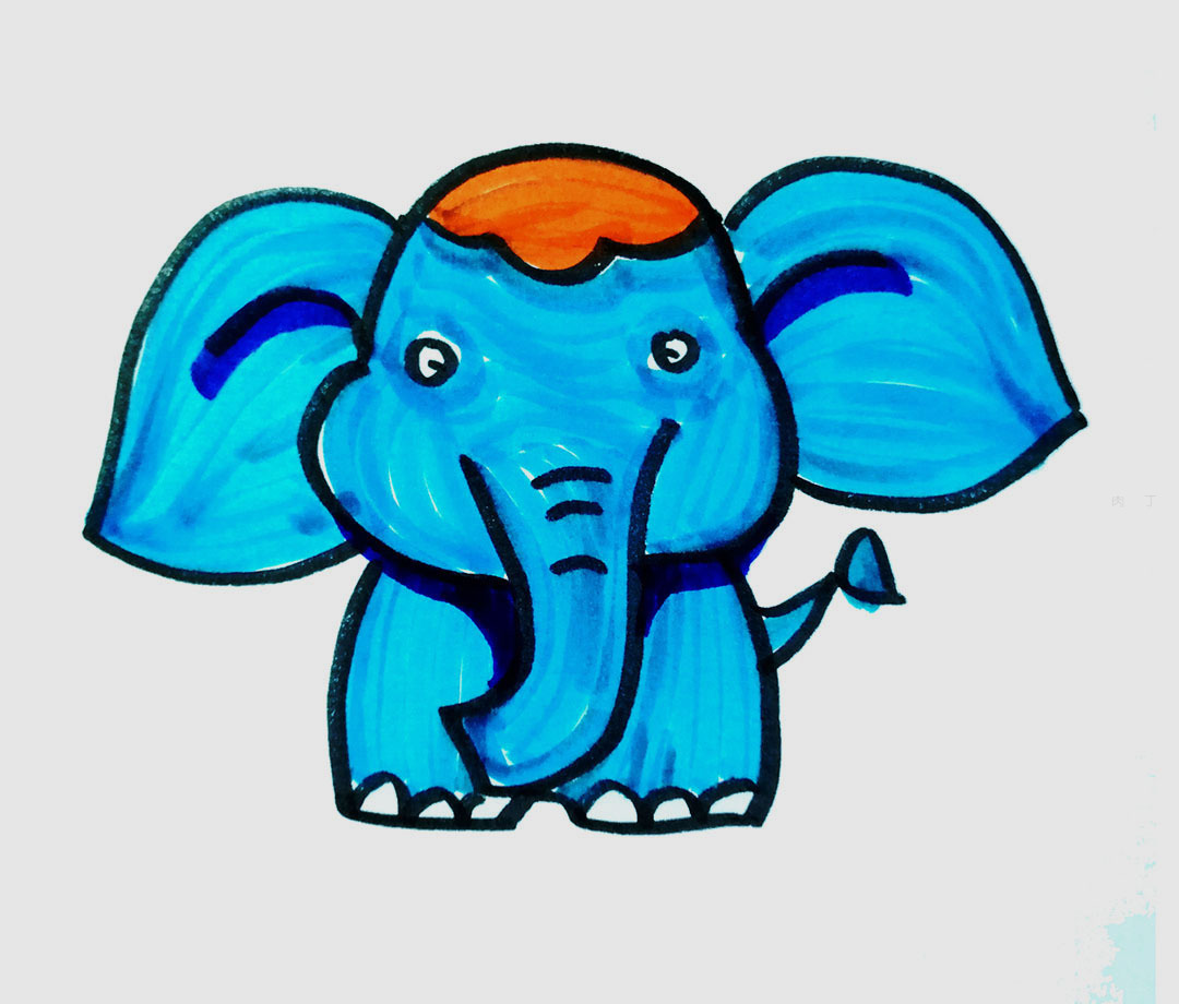 可爱的大象的简笔画画法图片教程💛巧艺网