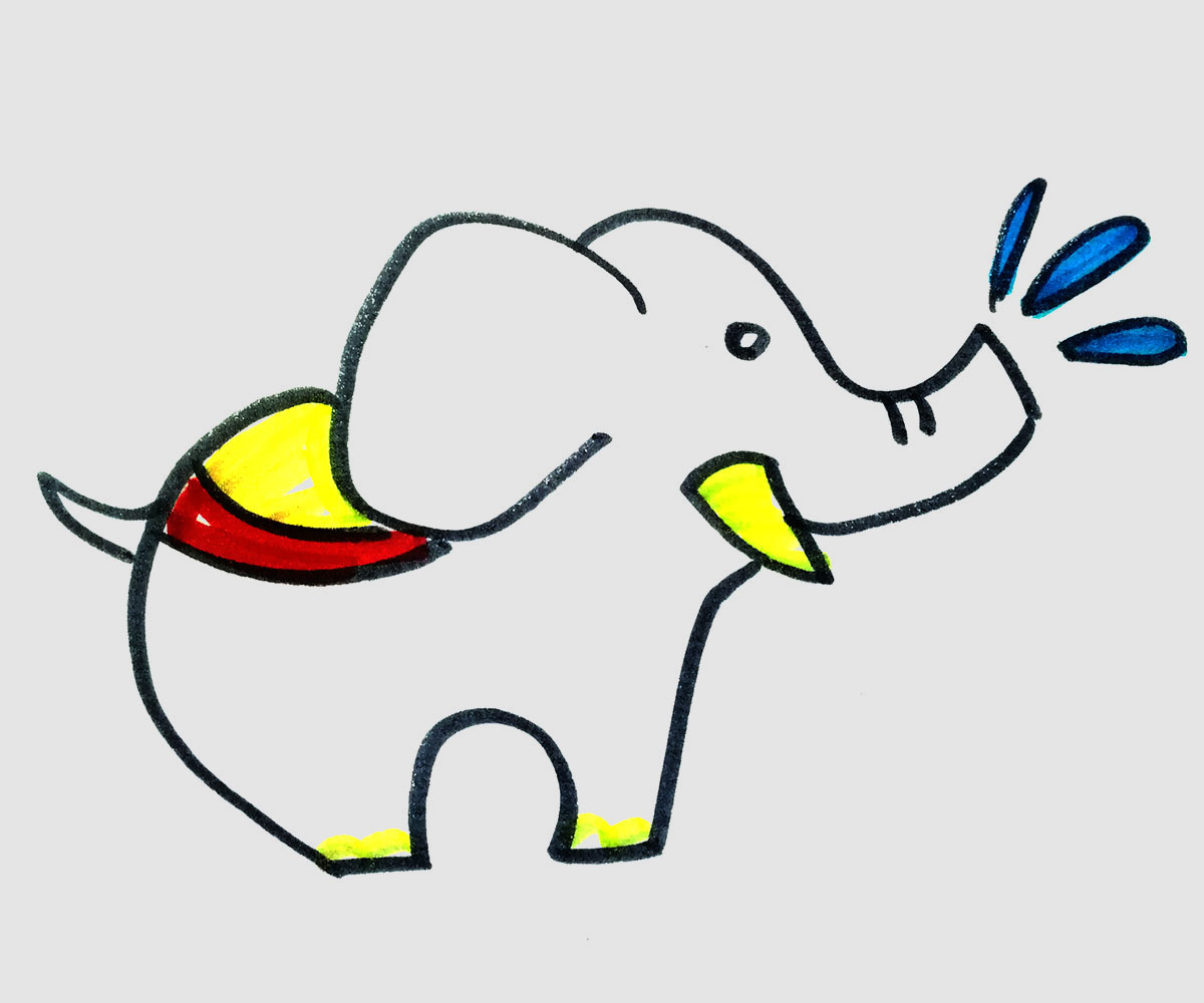 简笔画图片教程 大象的画法图解
