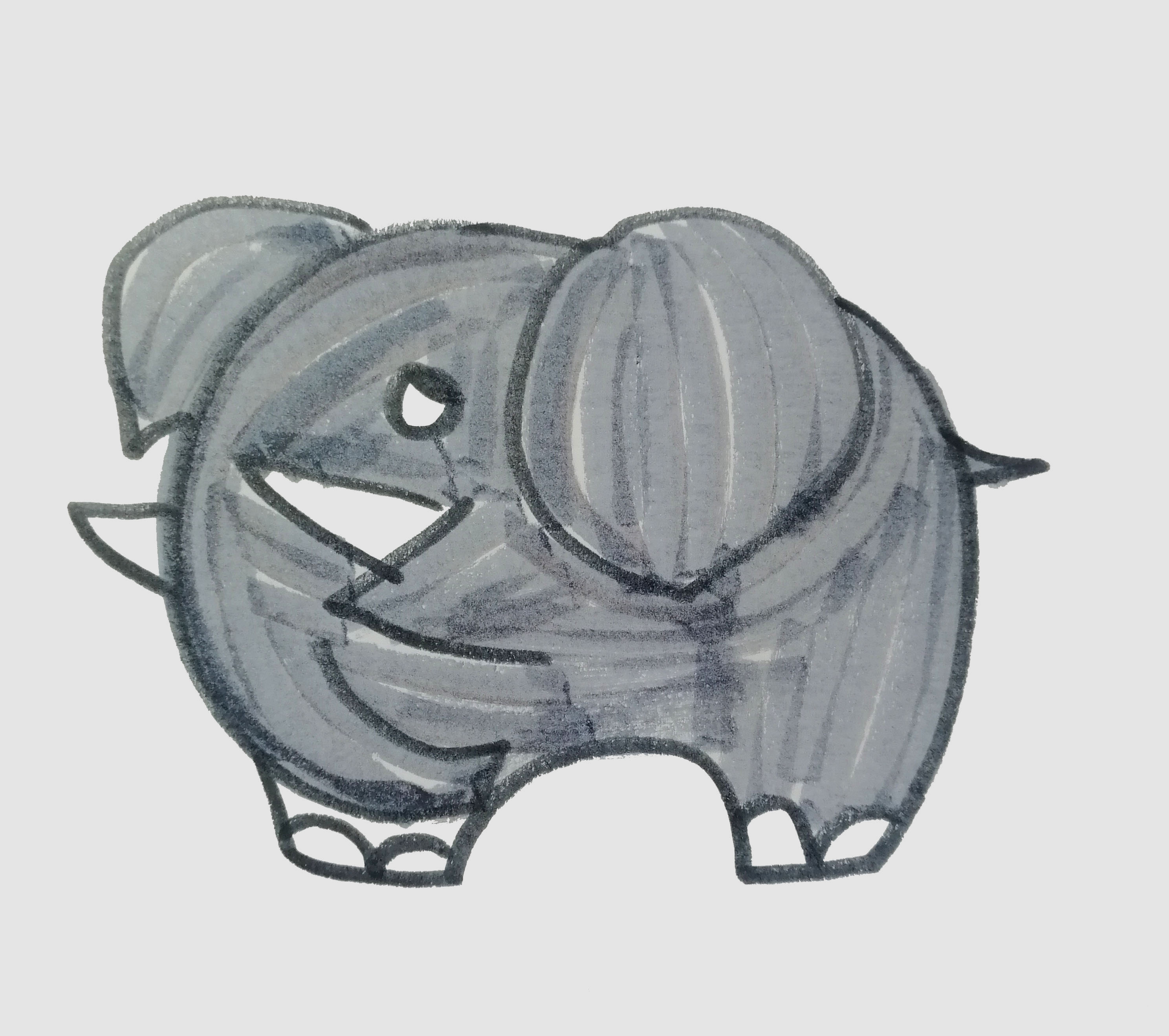 胖乎乎的大象的画法简笔画图片教程（怎么样才能学好画画） - 有点网 - 好手艺