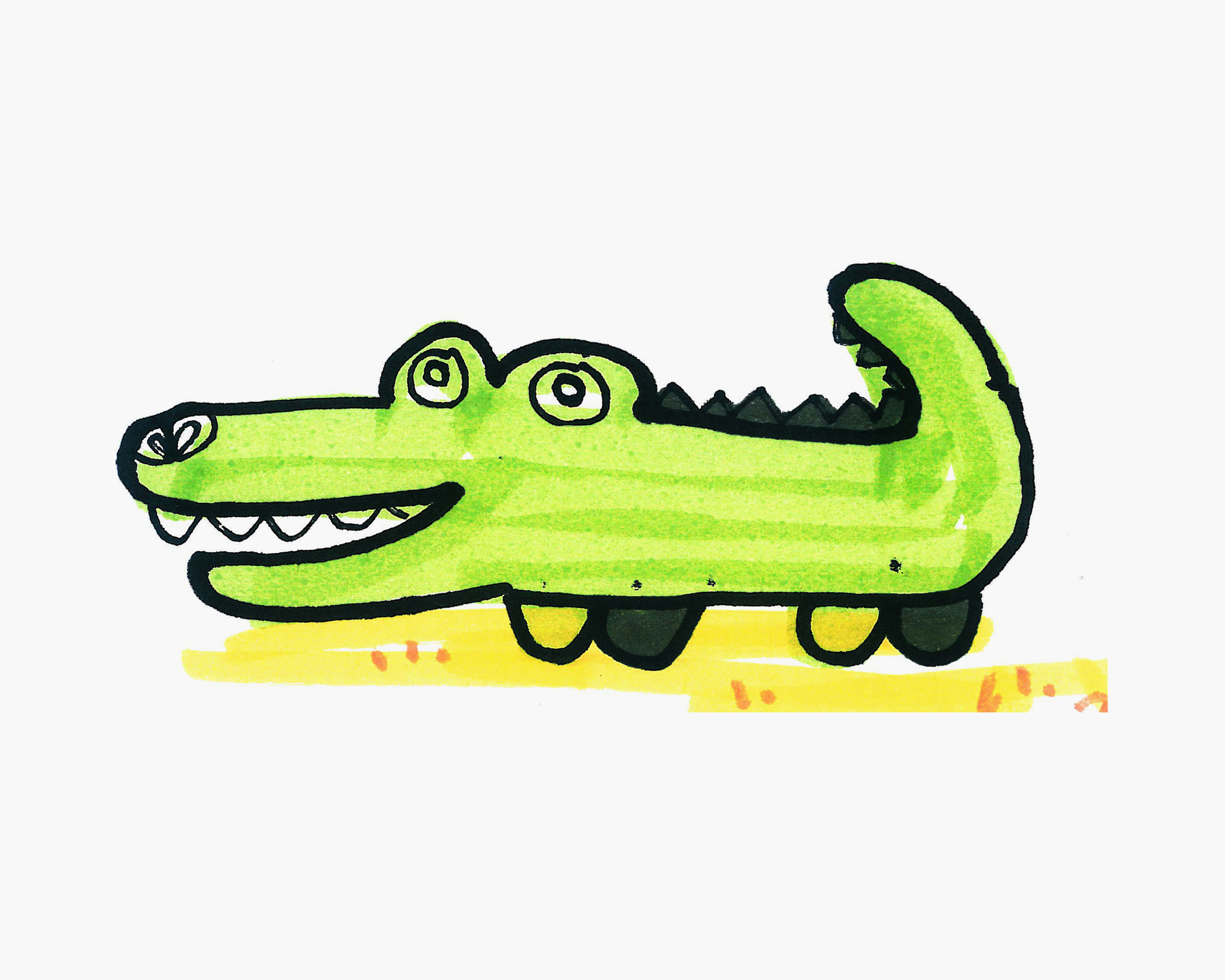 彩色儿童画大全 趣味简笔画鳄鱼怎么画步骤图