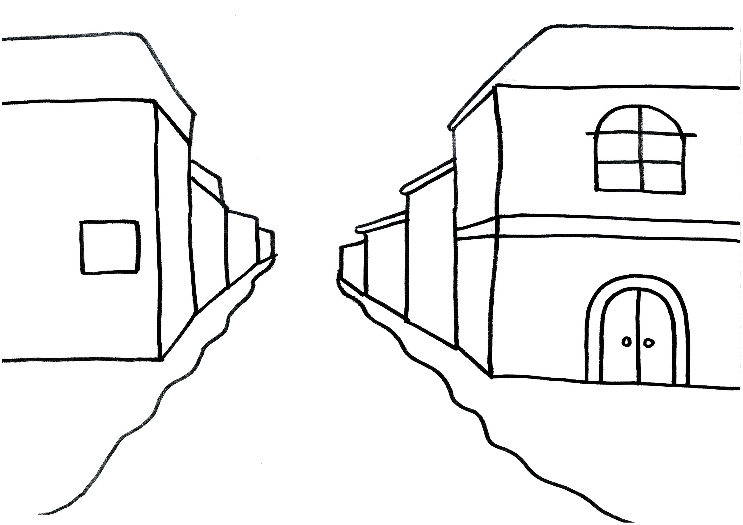 儿童画简单的房子 山间的小房子的画法
