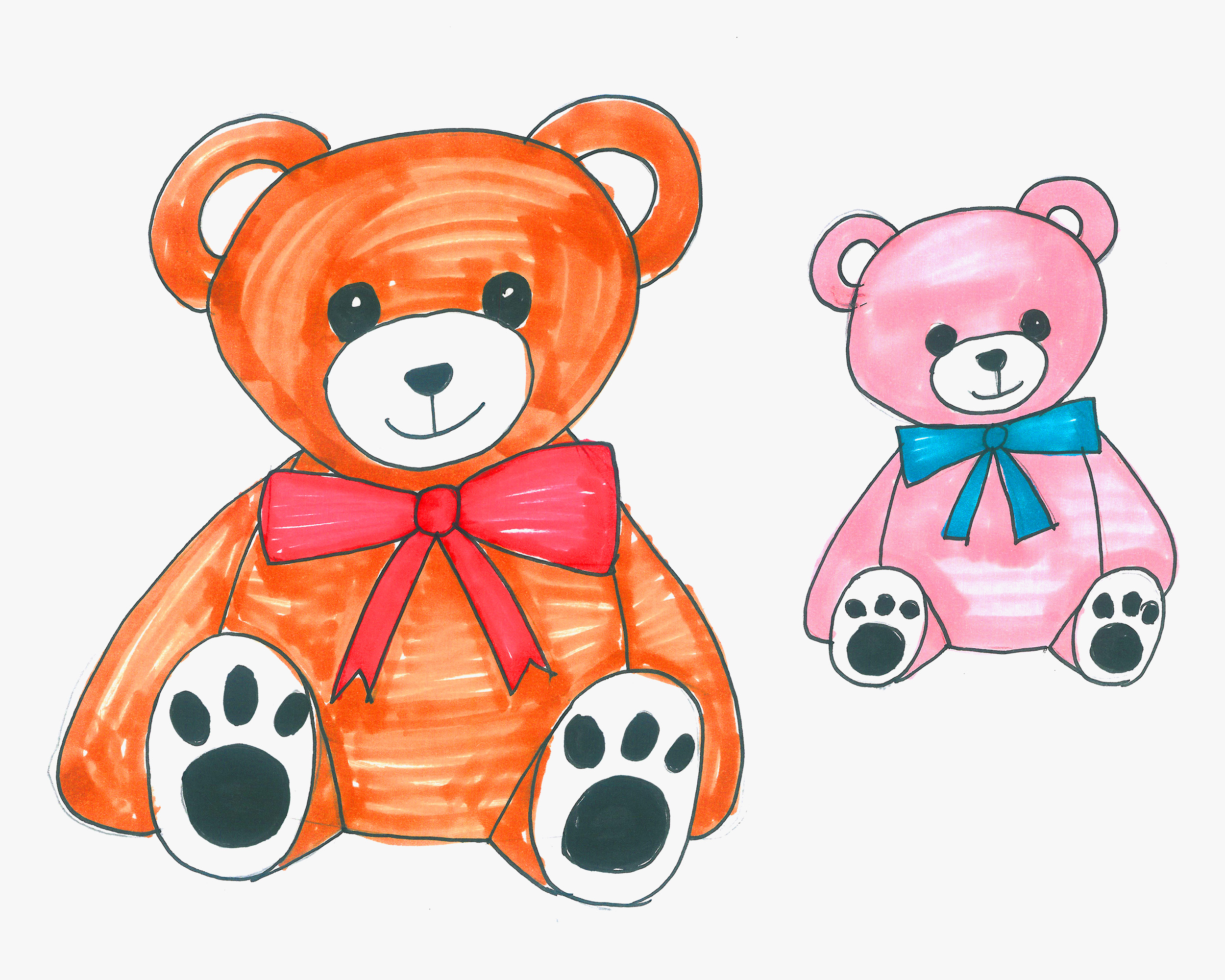 可爱的小熊玩偶简笔画画法图片填色线稿