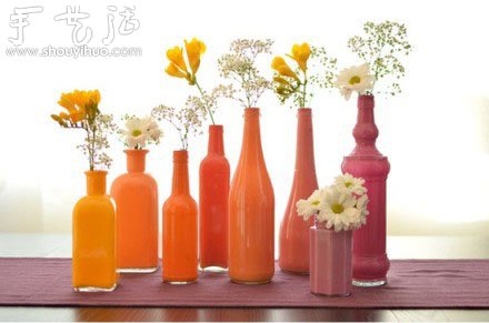 废旧玻璃瓶手工制作漂亮花瓶的方法 