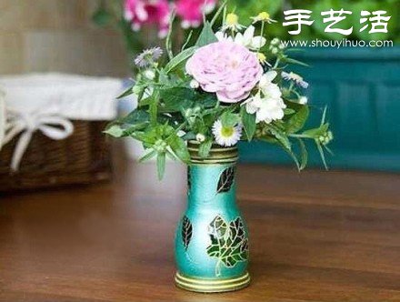 玻璃瓶变废为宝手工制作精致花瓶 