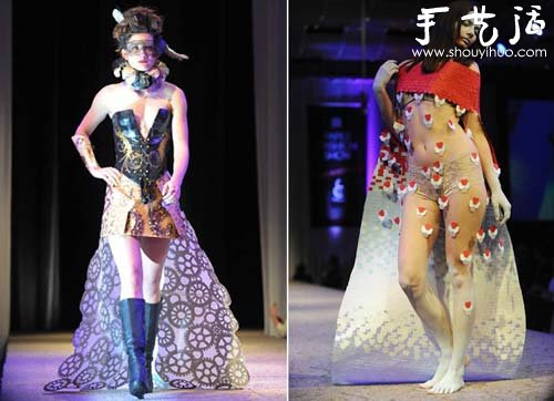 纸巾制作的婚纱礼服 