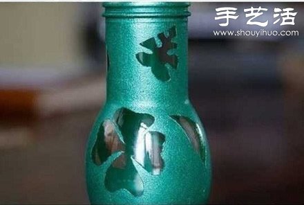 玻璃瓶变废为宝手工制作精致花瓶 