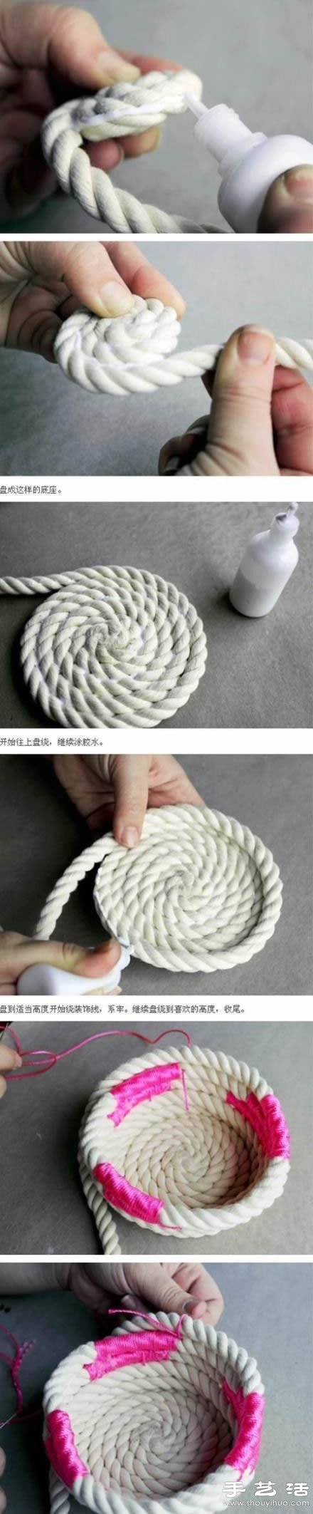 粗的编织绳DIY制作时尚笔筒/储物罐 