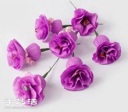 美丽皱纹纸花束手工制作方法图解教程 