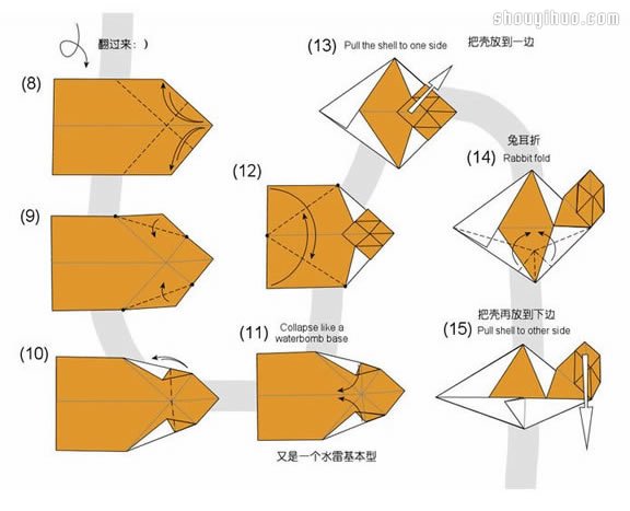 蜗牛的折法图解 手工折纸蜗牛步骤教程 