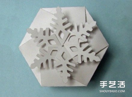 圣诞节礼盒包装制作 漂亮雪花纸盒的折法图解 