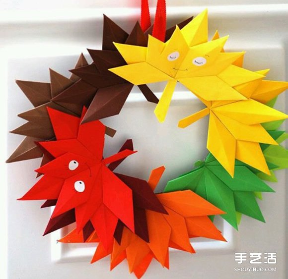如何手工折纸枫叶 幼儿折纸枫叶的折法图解 