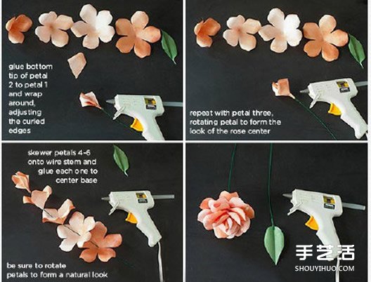 如何制作玫瑰花手捧花 剪纸玫瑰手捧花图解 