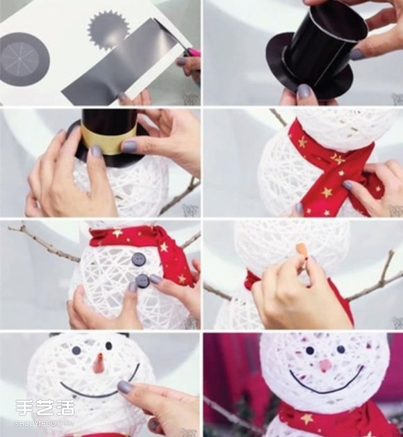 简单雪人的制作方法 用绳子DIY制作立体雪人 
