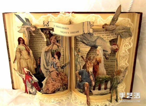 经典书籍上的雕塑作品 艺术般的立体纸雕图片 