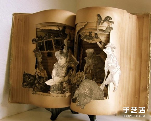 经典书籍上的雕塑作品 艺术般的立体纸雕图片 