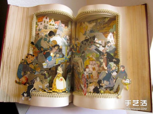 经典书籍上的雕塑作品 艺术般的立体纸雕图片 