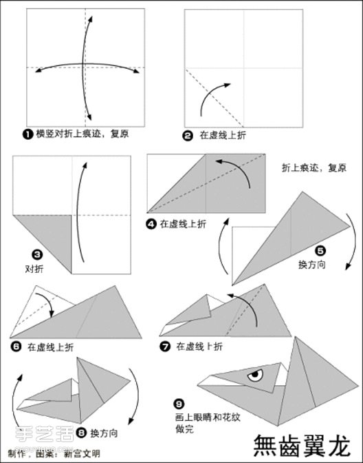 简单恐龙的折法大全 儿童折纸恐龙折纸图解 