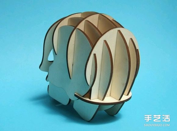 骷髅头笔筒DIY教程 密度板制作创意骷髅头笔筒 