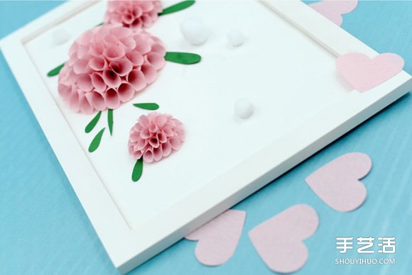 立体花朵装饰画DIY 简单手工制作立体花装饰画 