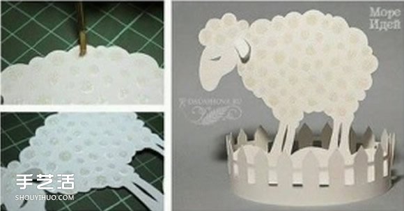 幼儿剪纸羊步骤教程 简单立体绵羊剪纸展开图 