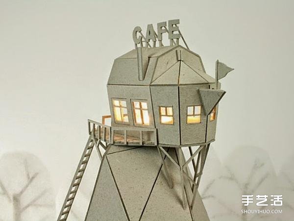 厚纸板DIY制作小屋造型灯罩 栩栩如生引人入胜 